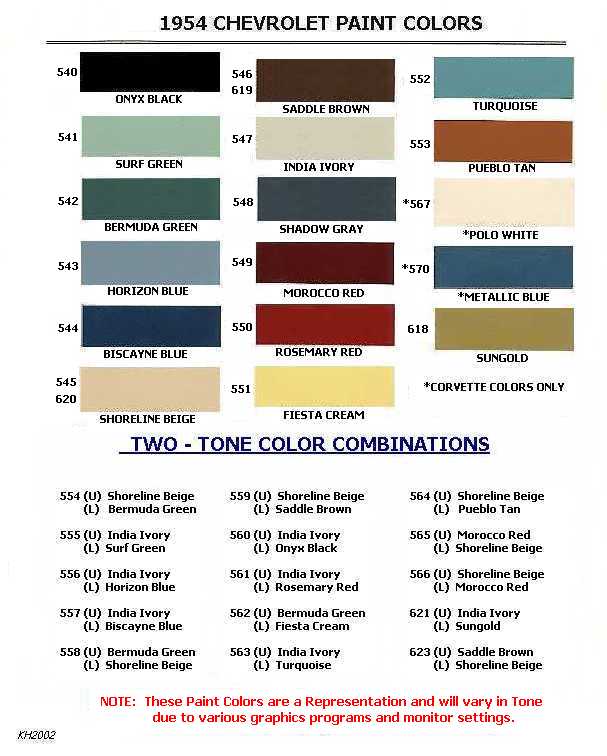 Chevrolet Color Chart