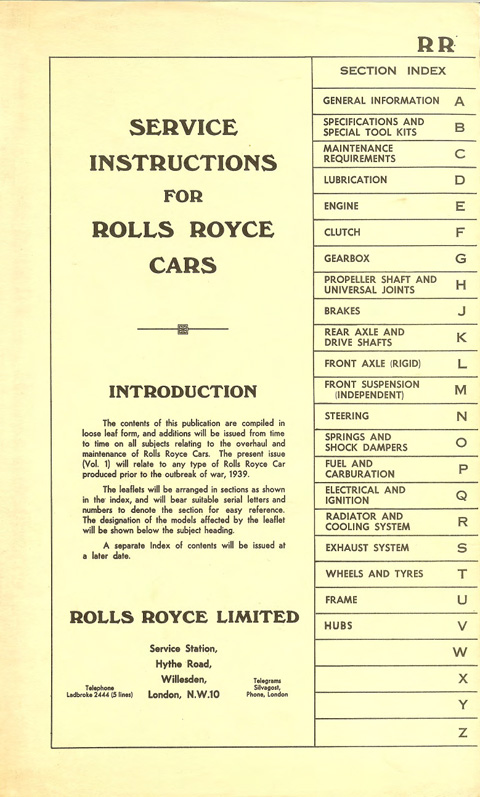 1930's Rolls Royce Manuals - The Old Car Manual Project