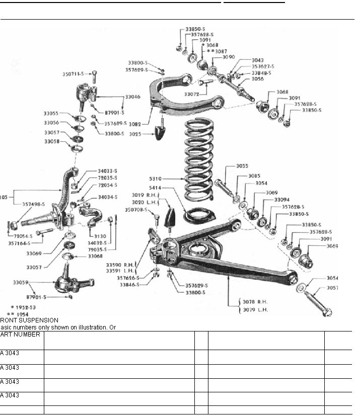 FRONT SUSPENSIONBasic numbers only shown on illustration. OrPART NUMBERLA 3043  LA 3043  LA 3043  LA 3043    