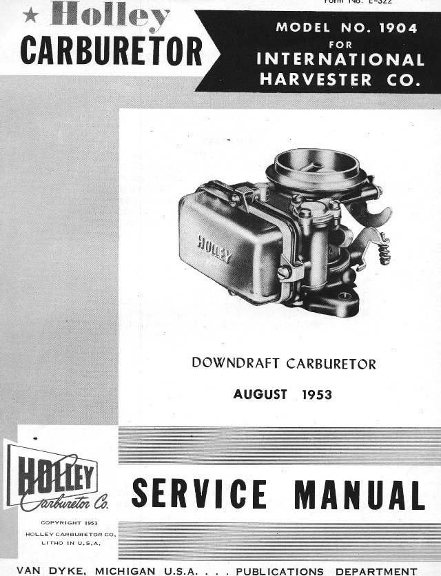classic car manuals Holley Model 1904, 